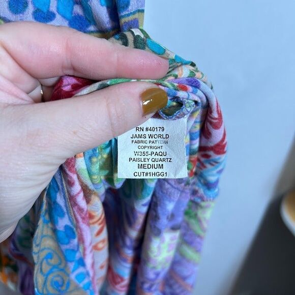 Jams World Just for Fun Dress M Paisley Quartz Colorful Watercolor Beachy Rayon - Picture 7 of 8